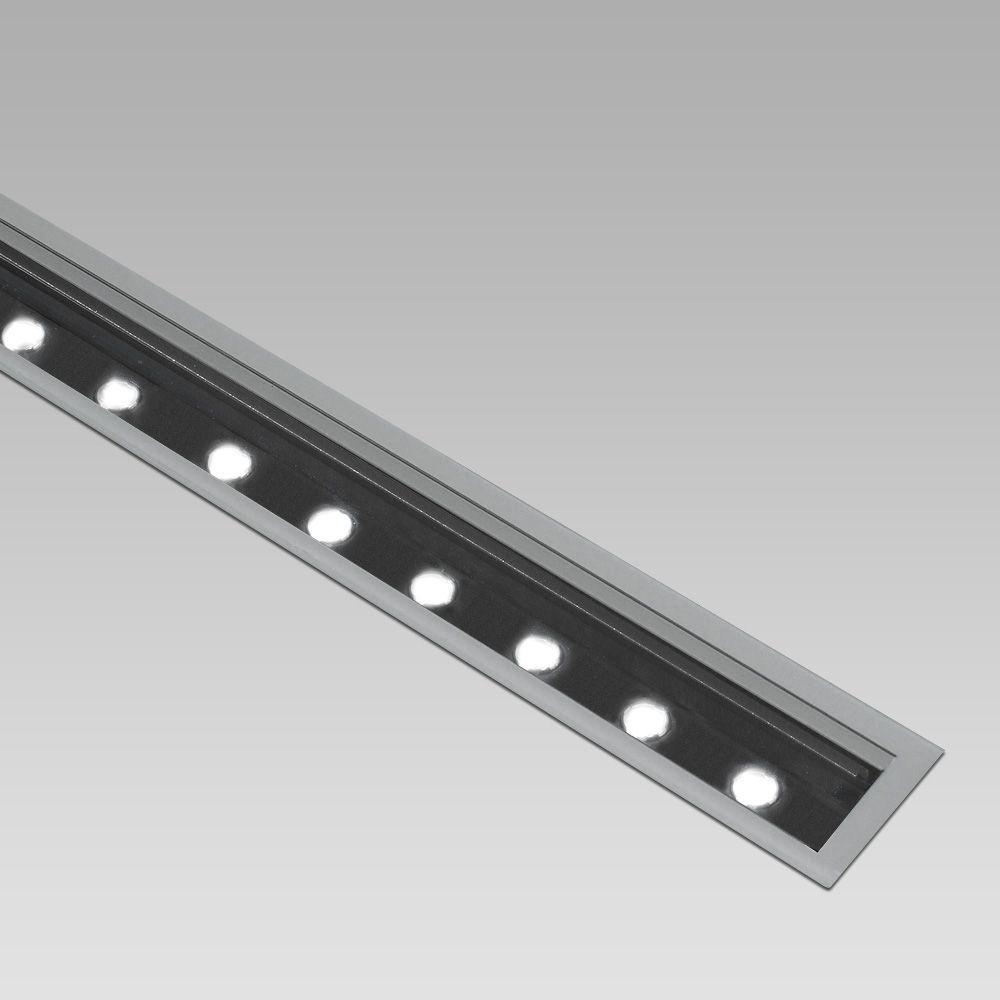 Wall or inground recessed luminaire for outdoor lighting, suitable for single or in-line installations
