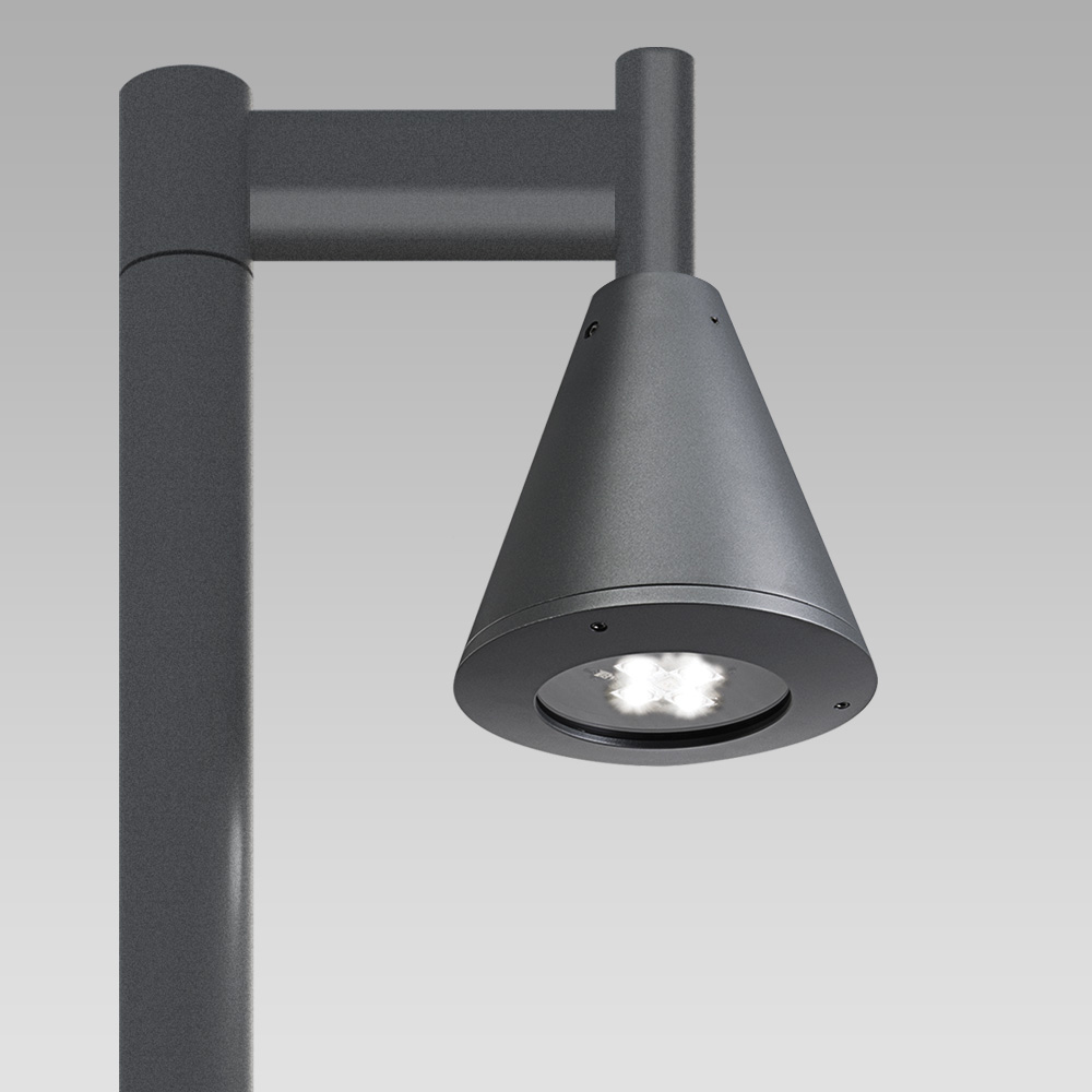Urban lighting luminaire with a classic conical-shape design