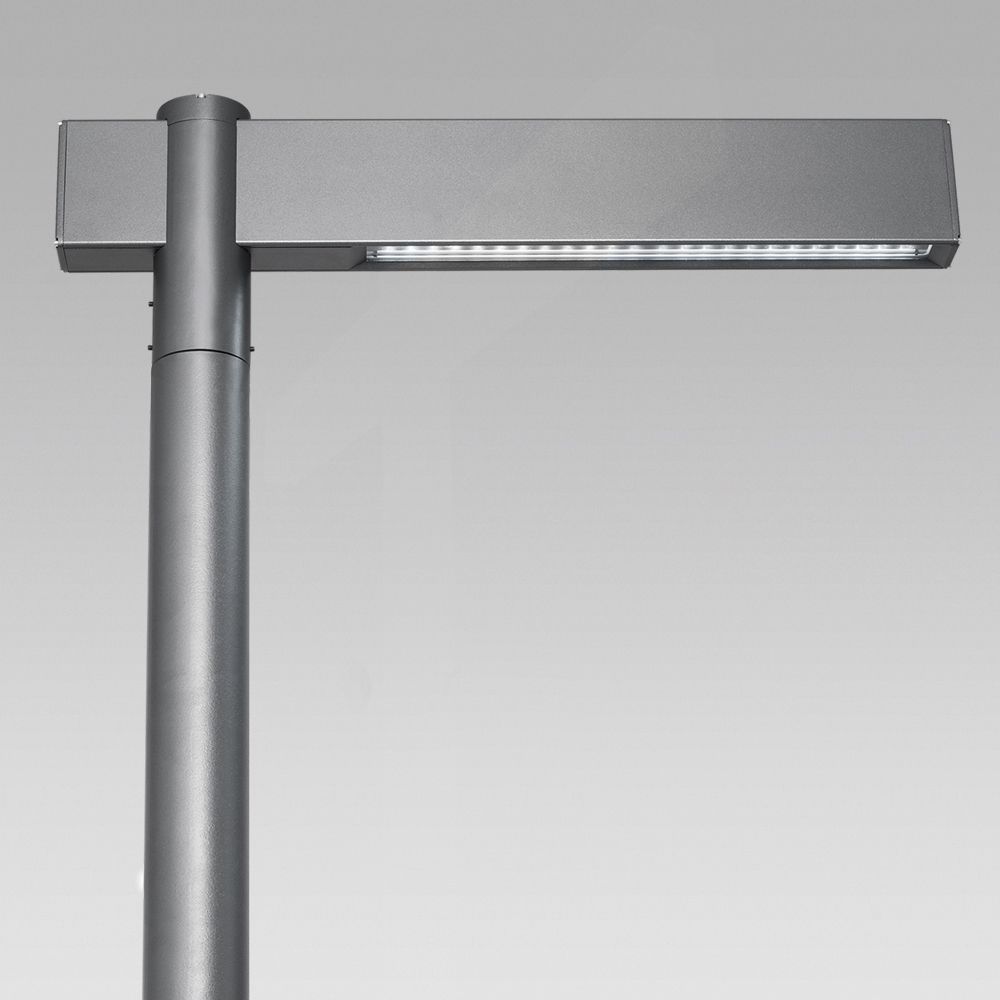 Post-top lights Urban lighting luminaire featuring a contemporary design and geometric lines