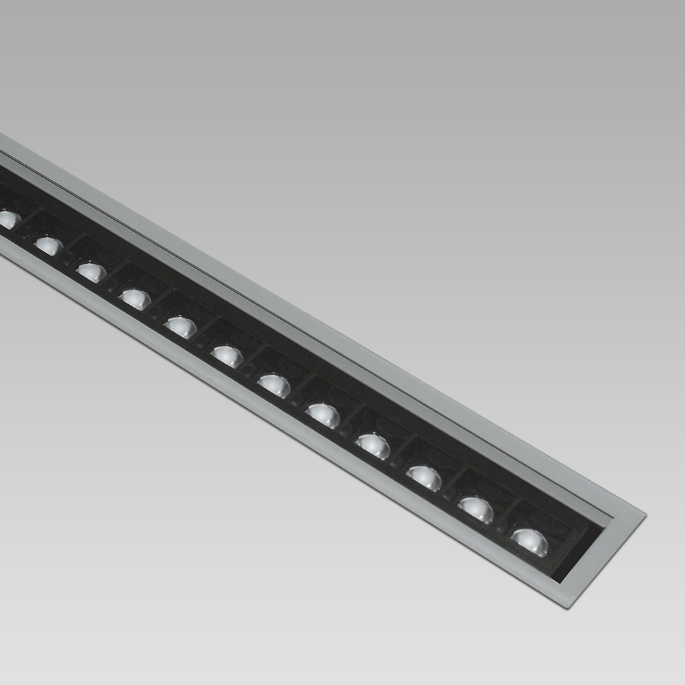 Recessed floor luminaires Linear in-ground luminaire with high performance and a wide range of light beams to create scenographic light effects and suggestive luminous patha